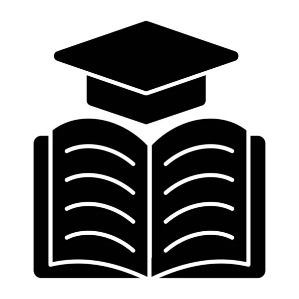 Mortarboard Com Livreto Ícone Formatura — Vetor de Stock