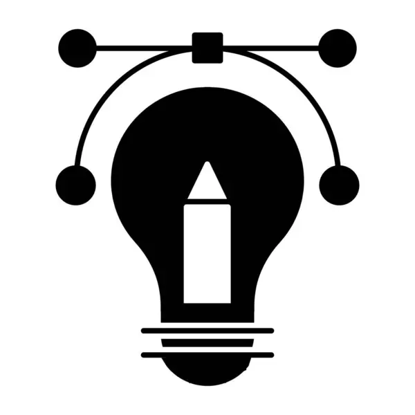 Bleistift Innen Glühbirne Solides Design Der Schreibidee Symbol — Stockvektor