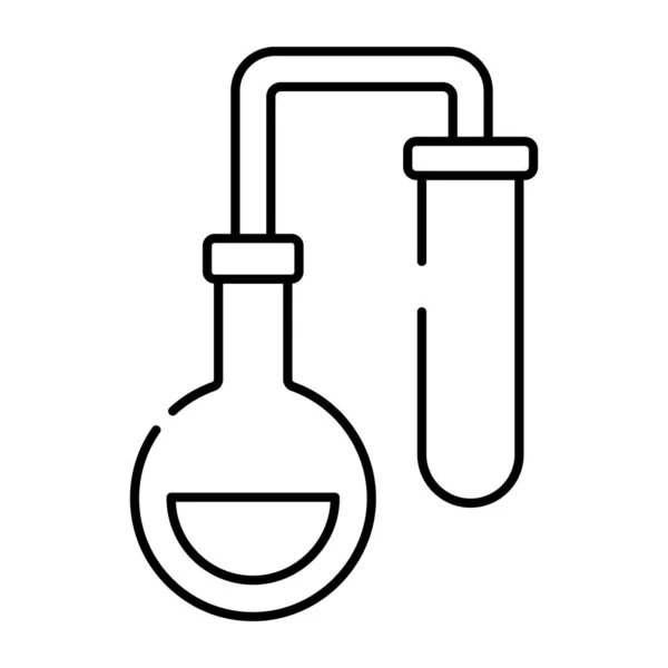 線形設計 化学実験コンセプトベクトルの試験管アイコンを持つ化学フラスコ — ストックベクタ