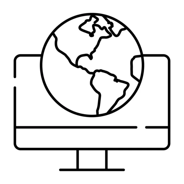 Globe Intérieur Moniteur Icône Navigateur Informatique — Image vectorielle