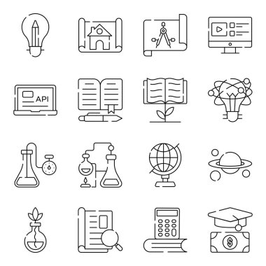 Eğitim ve Bilgi Paketi Düz Simgeler