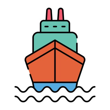 Bir su taşıma ikonu, teknenin düz tasarımı