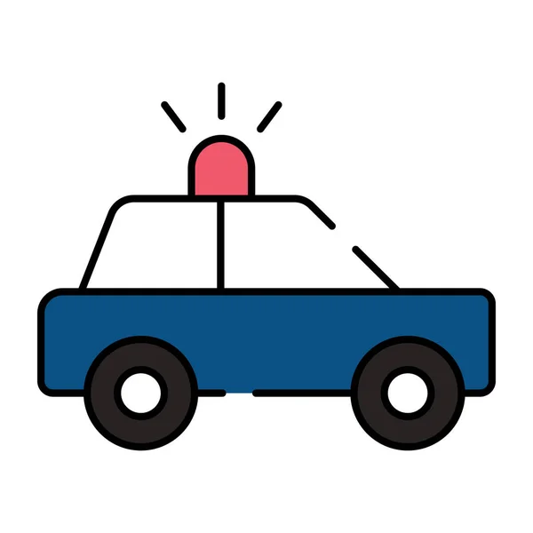 Icono Coche Policía Diseño Plano — Vector de stock