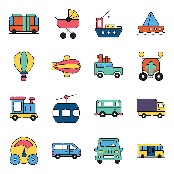 Pack of Automotives Flat Icons