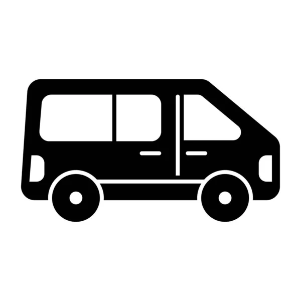 Una Solida Icona Design Del Trasporto Strada Vettore Minivan — Vettoriale Stock