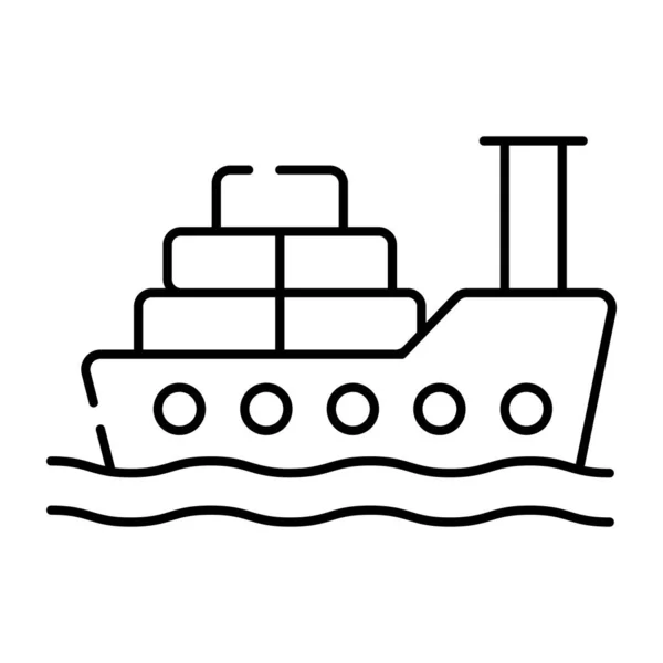 Eine Lineare Design Ikone Des Frachtschiffs — Stockvektor