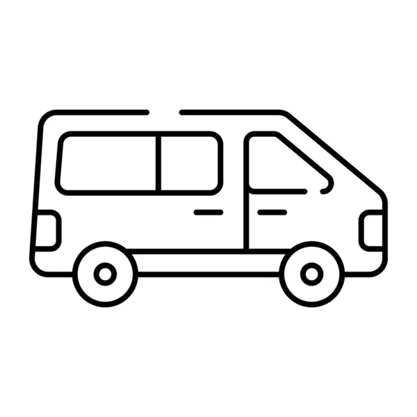 Icono Del Diseño Lineal Del Transporte Por Carretera Vector Minivan — Archivo Imágenes Vectoriales