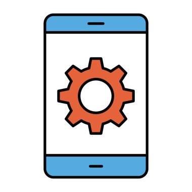 Akıllı telefonun içindeki vites, mobil ayarların düz tasarımı