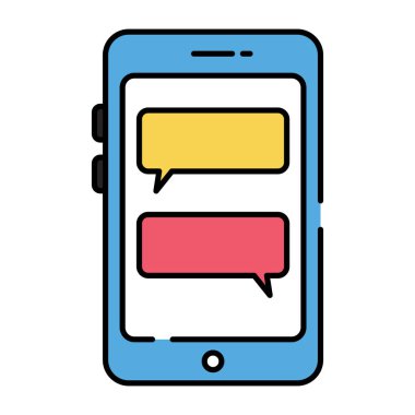 Akıllı telefonun içinde sohbet baloncukları, cep telefonu iletisinin simgesi