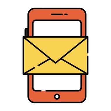 Mobil e- postaların düz tasarım simgesi 