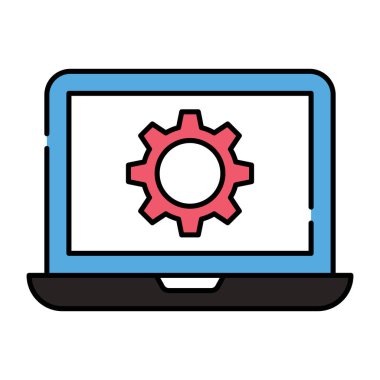 Dizüstü bilgisayarın içi, dizüstü bilgisayar ayarlama simgesi konsepti