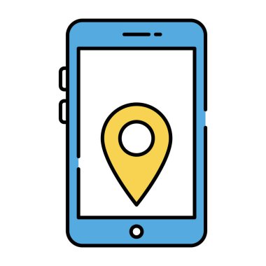 Akıllı telefonun içindeki yer tutucu, mobil konumun simgesi
