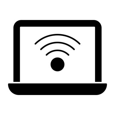 Wifi dizüstü bilgisayarın içinde sinyal veriyor, bağlı dizüstü bilgisayar kavramı