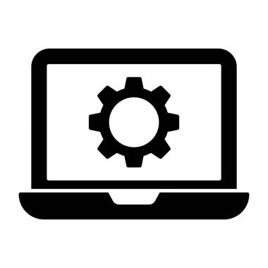 Dizüstü bilgisayarın içi, dizüstü bilgisayar ayarlama simgesi konsepti