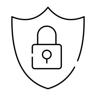 İçerideki asma kilit, güvenlik kalkanının doğrusal simgesi