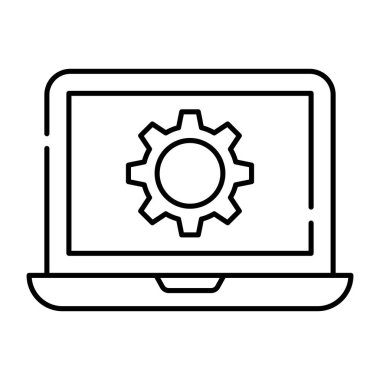 Dizüstü bilgisayarın içi, dizüstü bilgisayar ayarlama simgesi konsepti