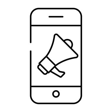 Akıllı telefonun içindeki megafon, mobil duyurunun simgesi