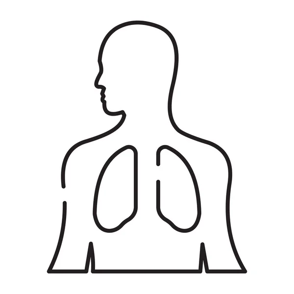 Icono Órgano Respiratorio Humano Diseño Lineal Pulmones — Archivo Imágenes Vectoriales