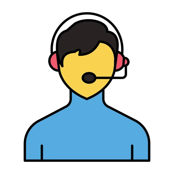 Avatar Con Auriculares Icono Plano Csr — Vector de stock