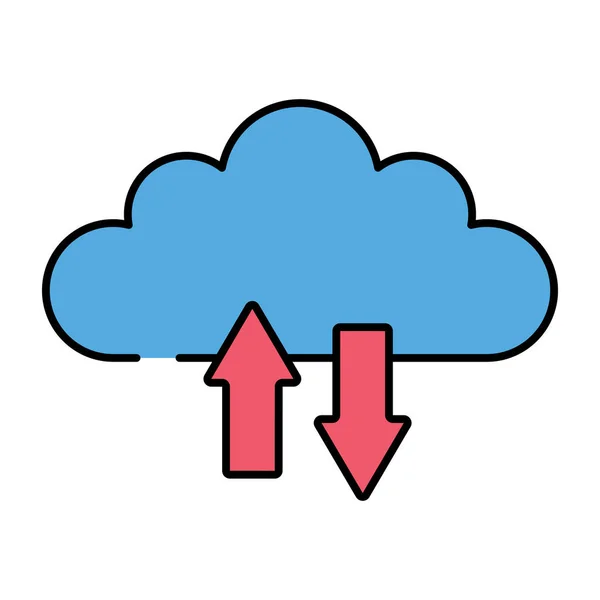 Bulutlu Iki Yönlü Oklar Bulut Veri Aktarımı Simgesi — Stok Vektör