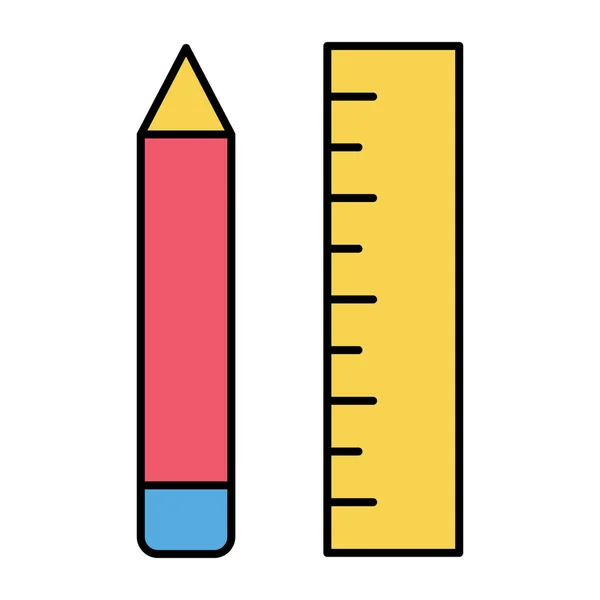 Bleistift Mit Skala Flache Gestaltung Von Schreibwaren — Stockvektor