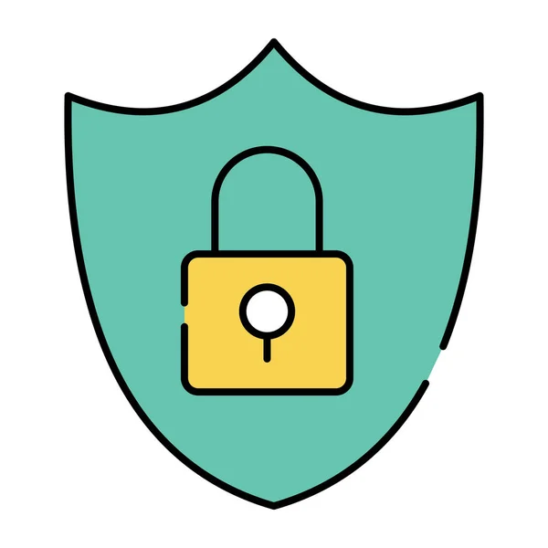 Padlock Shield Flat Icon Security Shield — Stock Vector