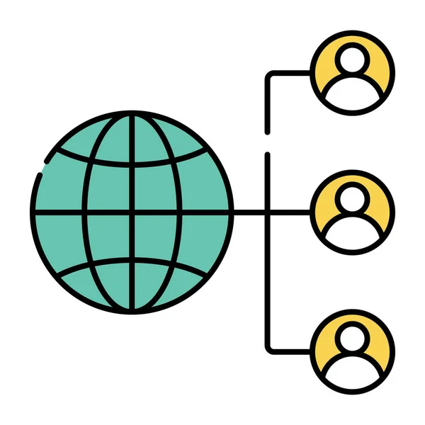 Аватары Связанные Глобусом Икона Глобальной Команды — стоковый вектор