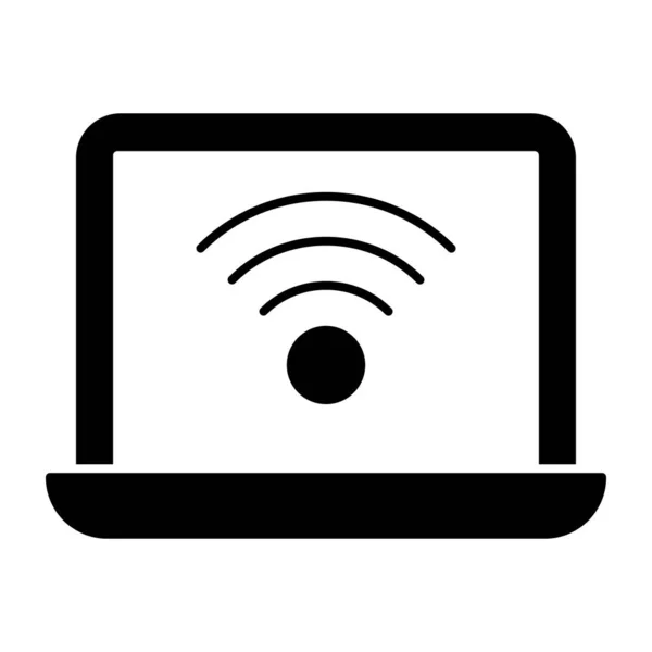 Wifi Dizüstü Bilgisayarın Içinde Sinyal Veriyor Bağlı Dizüstü Bilgisayar Kavramı — Stok Vektör