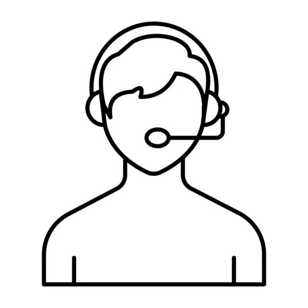 Avatar Portant Des Écouteurs Icône Linéaire Csr — Image vectorielle