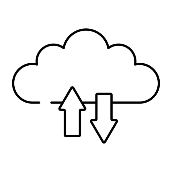 Bulutlu Iki Yönlü Oklar Bulut Veri Aktarımı Simgesi — Stok Vektör