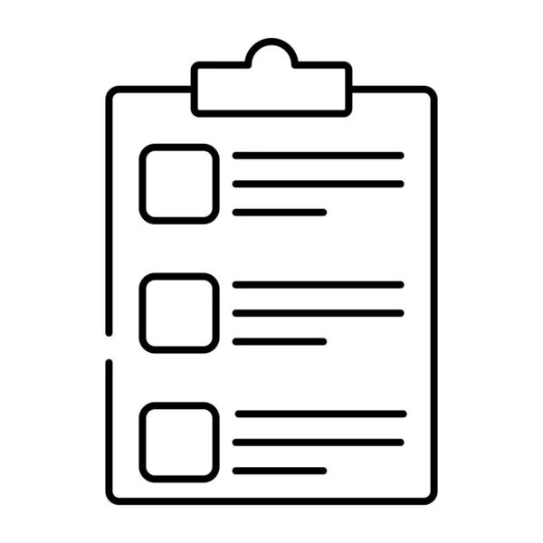 Kogel Papier Met Klembord Lineair Ontwerp Icoon Van Checklist — Stockvector