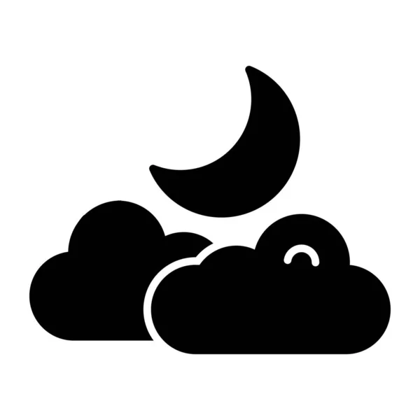 Maan Met Wolken Icoon Van Bewolkt Nachtmaan Met Wolken Icoon — Stockvector