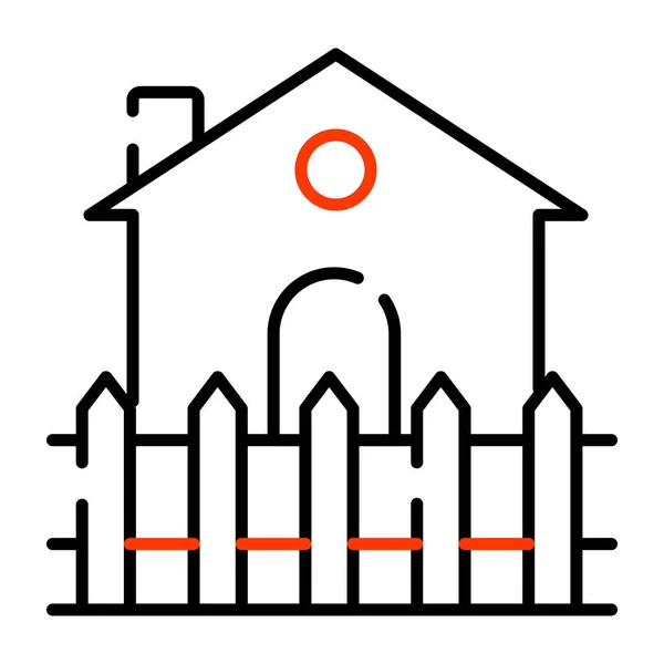 Une Icône Bâtiment Résidentiel Conception Linéaire Ferme — Image vectorielle