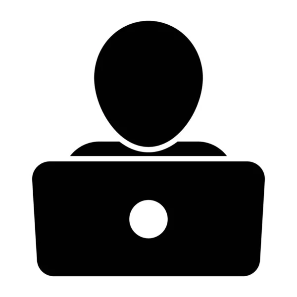 Avatar Binnen Laptop Solide Ontwerp Van Online Student — Stockvector