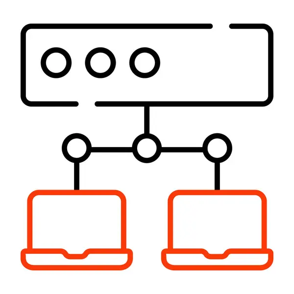Ідеальна Піктограма Дизайну Підключеного Ноутбука — стоковий вектор