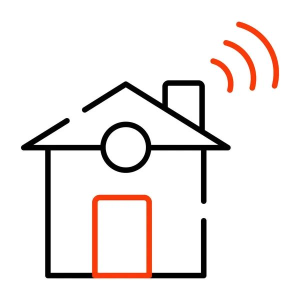 Internet Signals Building Icon Smart Home — Stock Vector