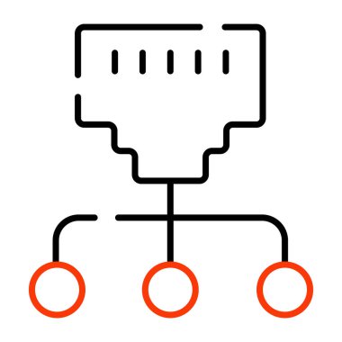Ethernet portunun düzenlenebilir tasarım simgesi