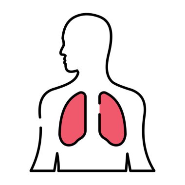 İnsan solunum organı simgesi, akciğerlerin düz tasarımı 
