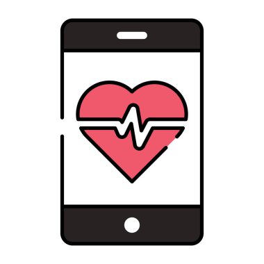 Düz tasarımda mobil sağlık uygulaması simgesi