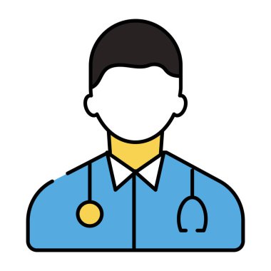 Bir tıp uzmanı ikonu, düz bir hekim tasarımı.