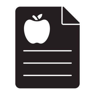 Katlanmış kağıt üzerinde elma, diyet grafiği simgesi