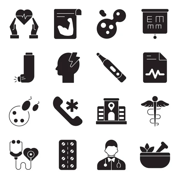 Pack Instrumentos Médicos Iconos Sólidos — Vector de stock