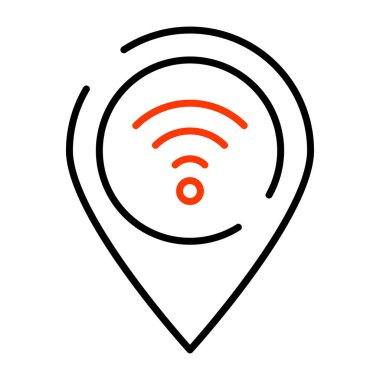 Kablosuz konum simgesi konsepti içerisindeki Wifi sinyalleri 