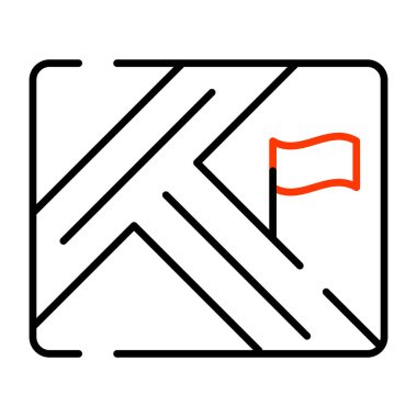 Bayraklı konumun doğrusal tasarım simgesi  