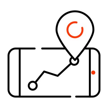 Akıllı telefonun içinde pin, mobil GPS simgesi  