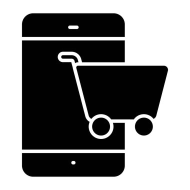 Akıllı telefonlu el arabası, mobil alışveriş simgesi