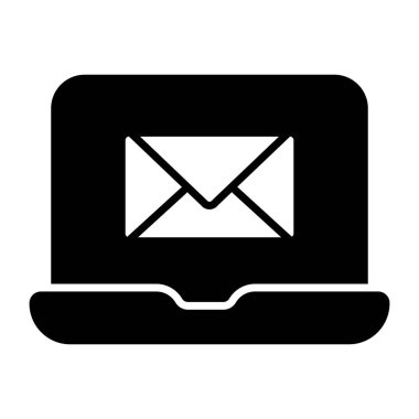 Bilgisayarın içinde zarf, çevrimiçi posta simgesi