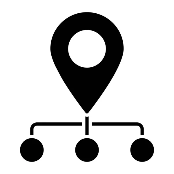 Mappa Marcatore Con Nodi Icona Della Rete Localizzazione — Vettoriale Stock