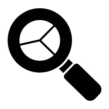 Büyüteç altında pasta grafiği, veri analizi simgesi