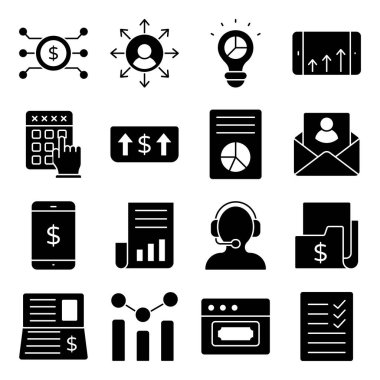 İş Analiz Paketi Katı Simgeler 